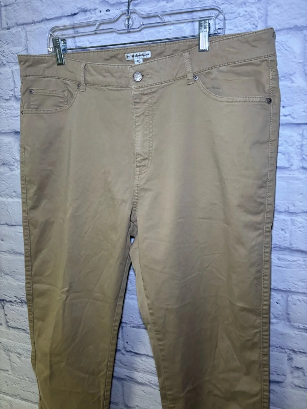 Peter Millar Crown Pants Mens 40x28 Crown Sport Five Pocket Khaki Cotton Canvas